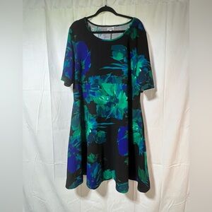 Avenue Black and Green Floral Midi Dress